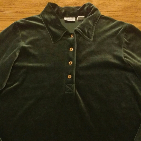 Forest Green Velvet Pullover Shirt - Picture 2 of 7